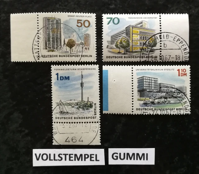 Berlin Lot 259, 261, 264, 265, gestempelt, Vollstempel, Rand, mit Gummi