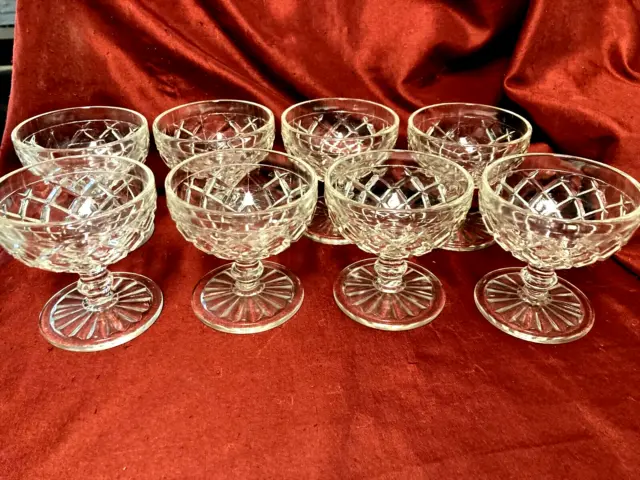 Hocking Glass Waterford Waffle Sherbet Goblets Set of 8