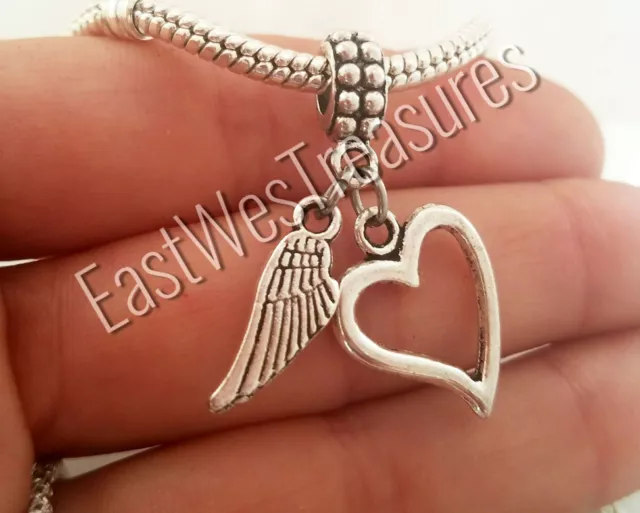 Forever Always in my heart angel Charm pendant For Bracelet necklace-European