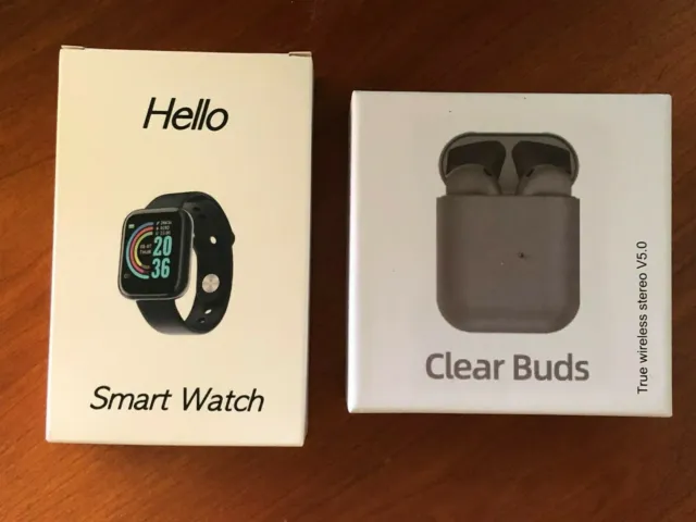 Clear Buds True Wireless Stereo V5.0 & Hello Smart Watch