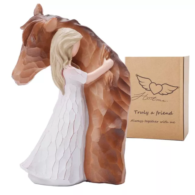Horse Figurine Gifts for Women Horse Lovers Girl Embrace Horse Statue Decor Han