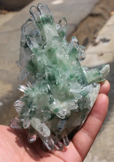 380g New Find Green Phantom QUARTZ Crystal Cluster Specimen