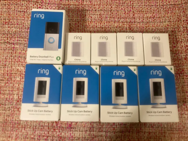 Ring Battery Doorbell Plus 1536p WiFi Video Doorbell Lot Of 9 Brand New Sealed