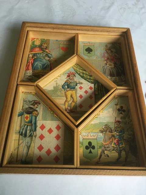 Jeu Du Nain Jaune Ancien Boîte Bois MFR - Cartes Et Jetons Vintage - Fabrication Française
