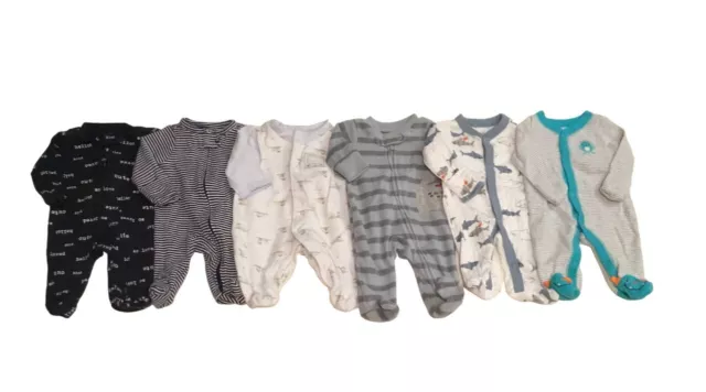 Baby Boys lot Sleepers Preemie Carters Vitamins Baby Dinosaurs Stripes Sharks