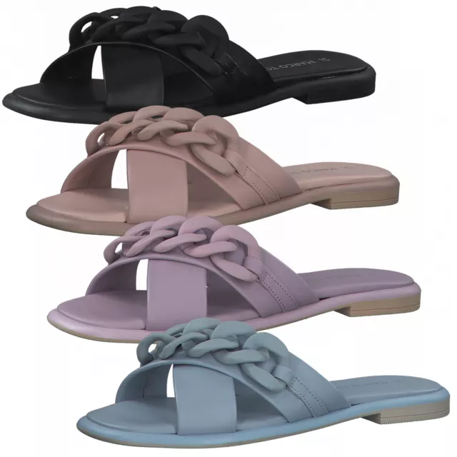 Marco Tozzi Mules Femmes Cuir Sabots Talon en Bloc Chaîne 2-27121-28