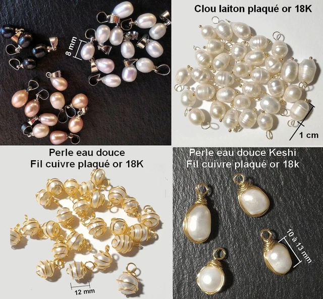Lot De 4 Perles De Culture D'eau Douce Naturelle - Diamètre 8/10mm, Idéales Pour Création Bijoux