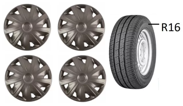 Peugeot Boxer Van Deep Dish Wheel Trims Cover Graphite Hub Caps 16" Inch