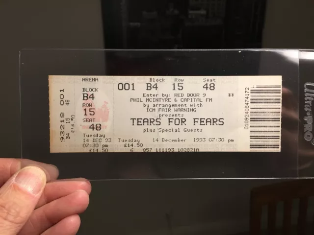 1993 Tears For Fears Concert Ticket Wembley Londres