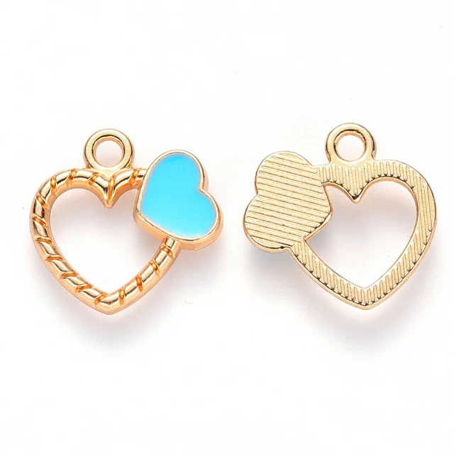 5 Stück Anhänger 18x18mm Emaille Gold Rosa Blau Rot Legierung Charms - Wählbar