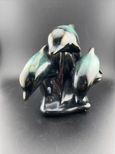 Blue Mountain Pottery 3 Trio Dolphins No Chips Or Cracks 2