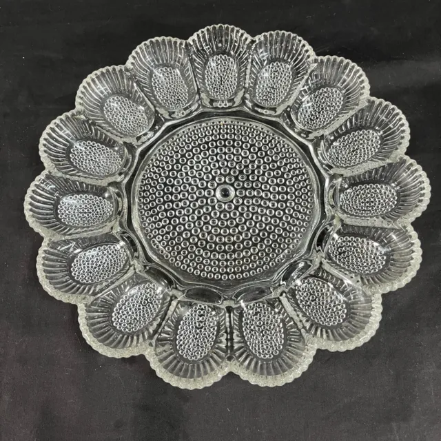 Vintage Indiana Glass Hobnail Deviled Egg Plate Relish And Egg Plate Clear 11”