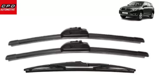 Toyota RAV-4 2005-2012 Front & Rear Aero FLAT Wiper Blades 24"+16"+13" Wipers