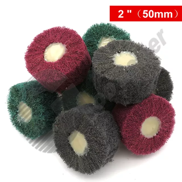 2" Nylon Fiber Flap Wheel Sanding Mop Discs 6mm Shank Drill T-Type Abrasive