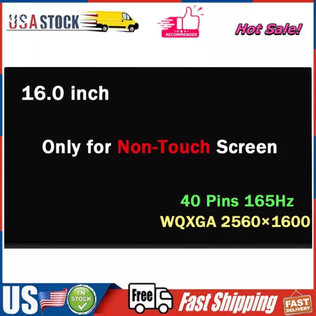 16.0" LCD Screen for Dell G16 7620 WQXGA 2560x1600 165Hz 40Pin P/N 8Y8KX 08Y8KX