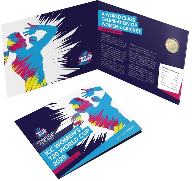 2020 Icc Women's T20 Wolrd Cup $2 Coloured Uncirculated Coin Folder Ram