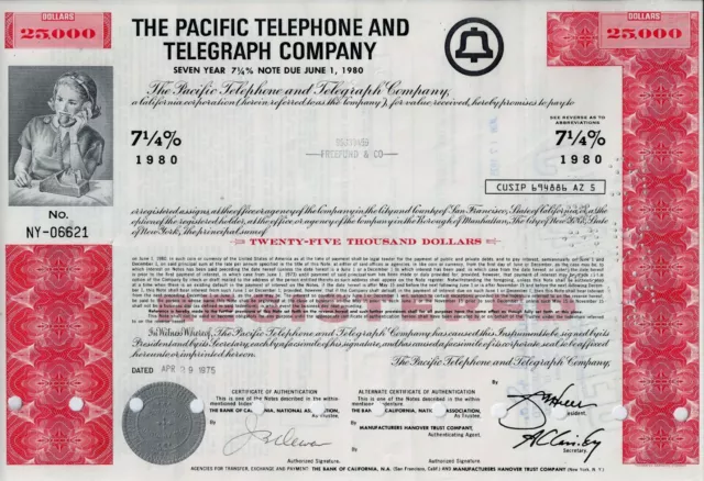 The Pacific Telephone and Telegraph Company, 7 1/4% Debenture, 1975 (25.000 $)