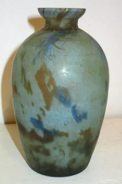 Superbe Vase En Pate De Verre Signe Lorrain (Daum Nancy) 11,5 Cm