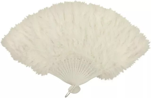 White Feather Hand Fan Ladies Burlesque Fancy Dress Costume