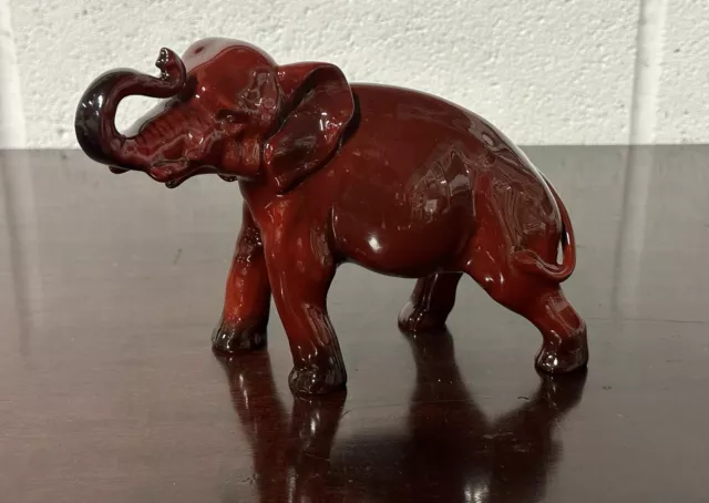 Vintage Royal Doulton Style Red Flambe Figurine of an Elephant (No Makers Mark) 2