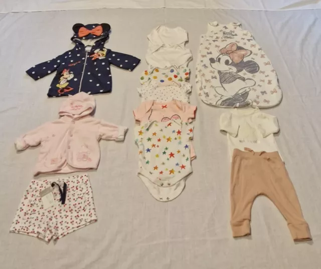 Girls Baby Clothes Bundle - 0 to 3 Months - (Disney Baby, Dandelion, Next, F&F)