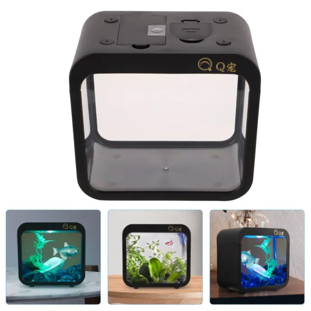 Mini Box Aquarium Fish Tank Small Desktop Light Betta Transparent Decoration