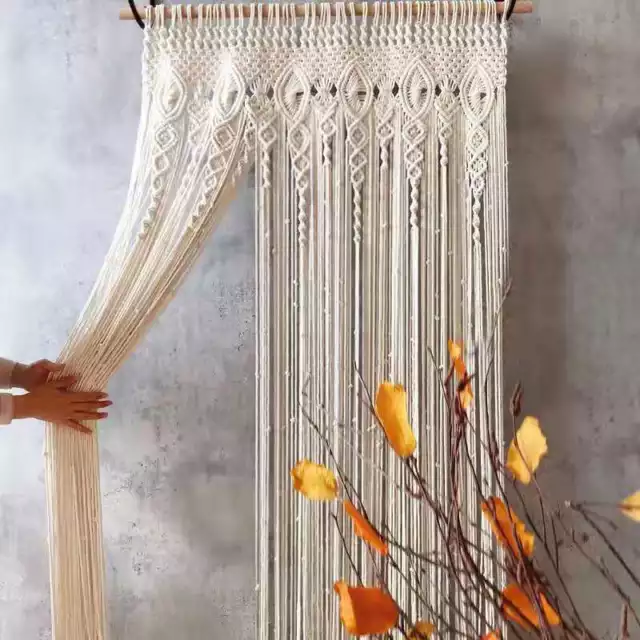 Large Macrame Door Curtain Boho Tassel Wall Hanging Tapestry Handmade Woven AU