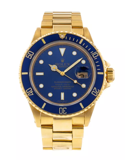 Rolex Submariner 16808 Yellow Gold Blue Dial 40mm Watch