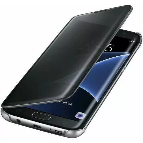 Genuine Samsung Galaxy S7 Edge Clear View Standing Case Black (Official)