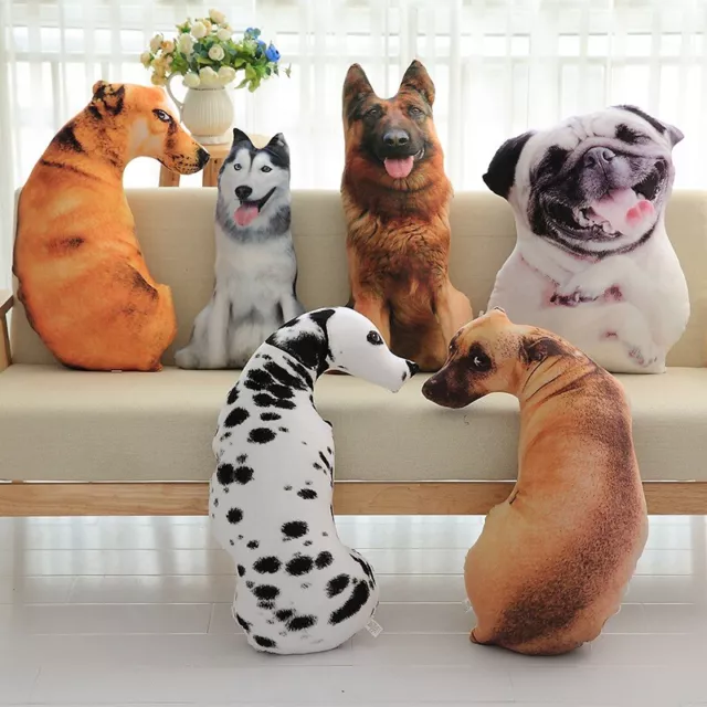 ADORABLE 3D DOG Shaped Pillow Cute Plush Toy For Kids Short Fur