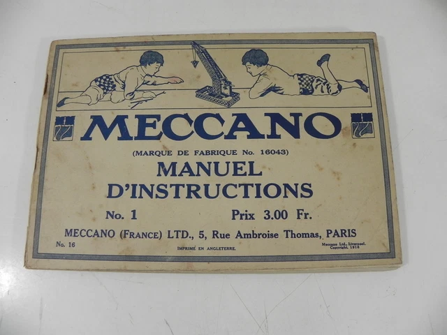 Notice MECCANO/Hornby 1938 - Instructions Constructeur Automobile Boîte 2 - France