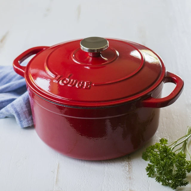 Lodge 6.5 Quart Enameled Cast Iron Dutch Oven, Red