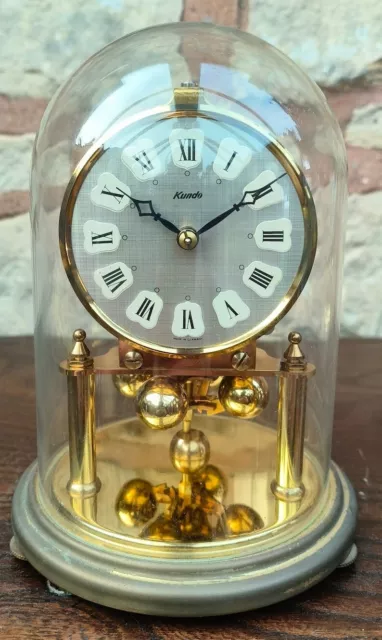 Graceful Vintage Kundo Torsion Clock German Anniversary Brass Mantel Clock 1970