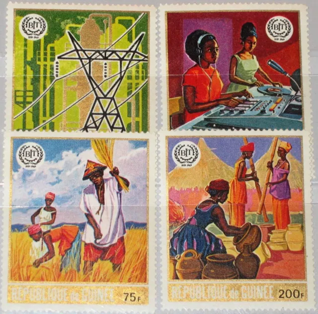 GUINEA 1969 549-52 A 548-51 50th Ann ILO Labor Ernte Arbeitsorganisation MNH