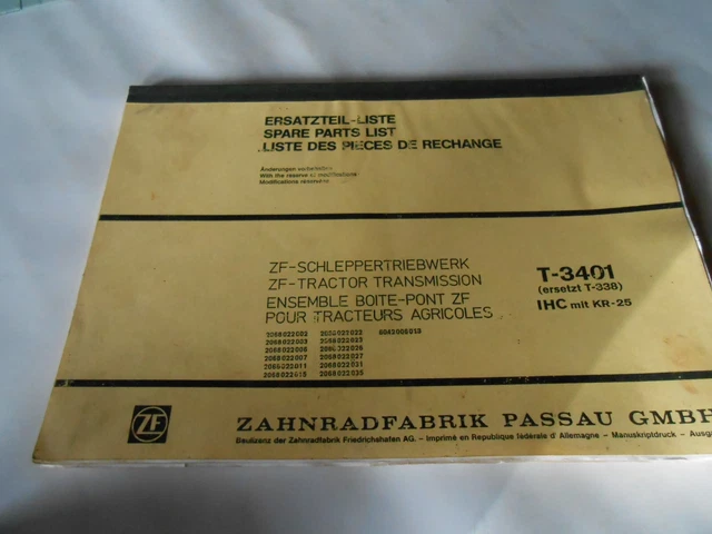 Ersatzteilliste IHC  ZF - Schleppertriebwerk.