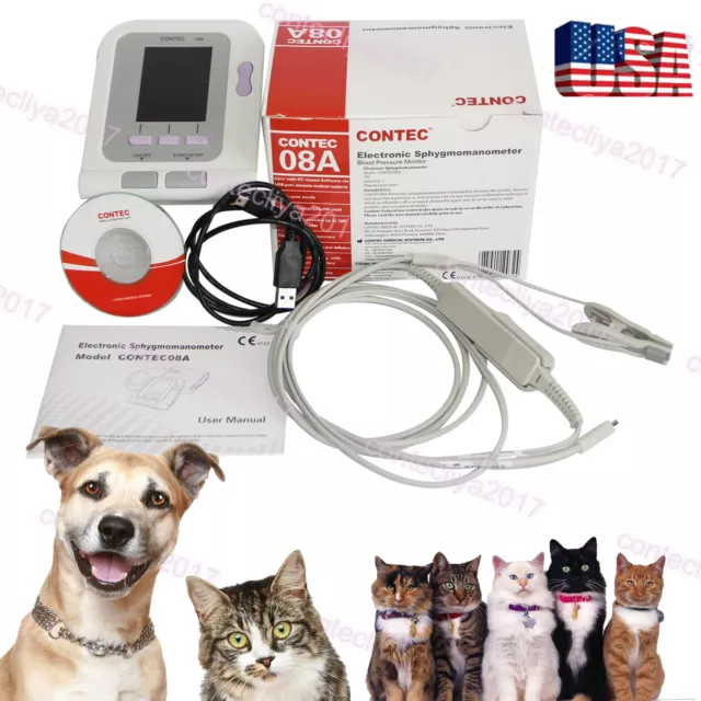 USA Vet Veterinary OLED digital Blood Pressure&Heart Beat Monitor NIBP CONTEC08A