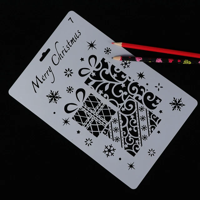 6 STÜCKE Weihnachten DIY Dekorative Hohl Schablone Vorlage Zeichnung Schablonen