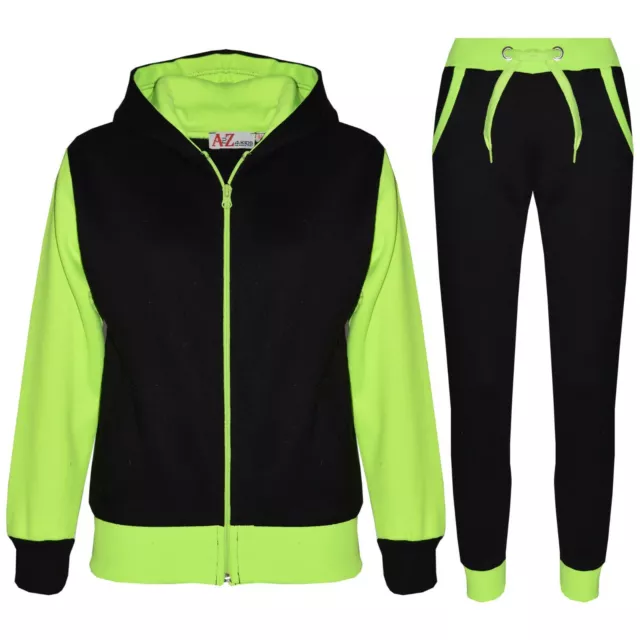 Bambine Tuta IN Pile Felpa con Cappuccio Fondo da Jogging Joggers 2-13 Anni,
