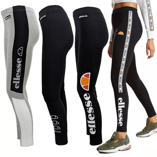 ELLESSE Womens Leggings Ladies Workout Gym Stretch Yoga Tape Panel Sportswear