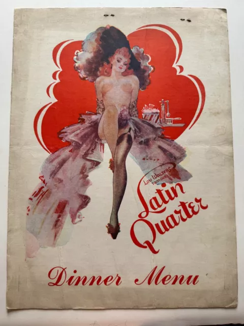1940's Lou Walter's Latin Quarter Nightclub New York Menu