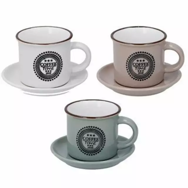 Set 6 Tazzine da Caffe con Piattino Tazze 89ml per Colazione in Porcellana 3