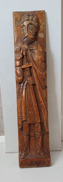 Mid 20th century wood carving of Spanish medieval knight/ King Don Sancho