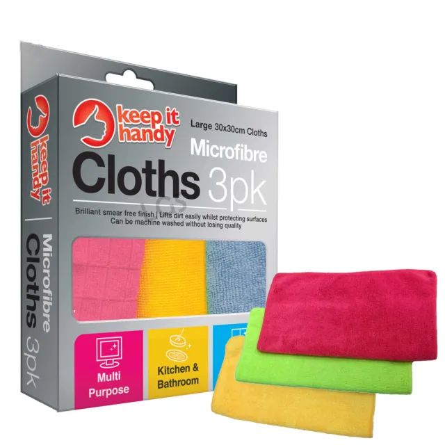 3 pack Microfibre Cleaning Cloths Dusters Car Bathroom Polish Towels