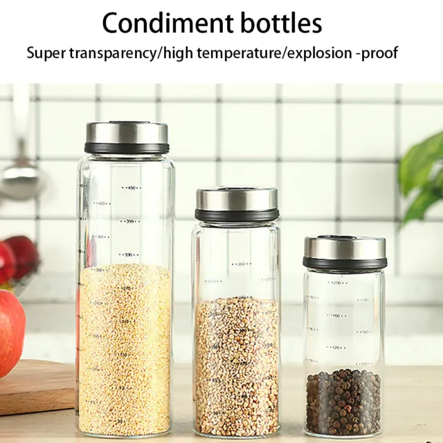 Seasoning Shaker Bottles Glass Kitchen Spices Storage Condiment
