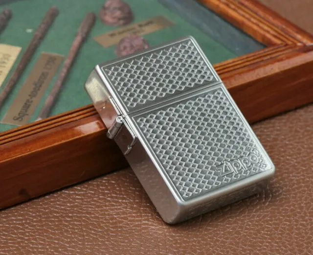Zippo 1935 Replica Grill Mesh Logo Silver Brass Double Sided Etching Lighter 2