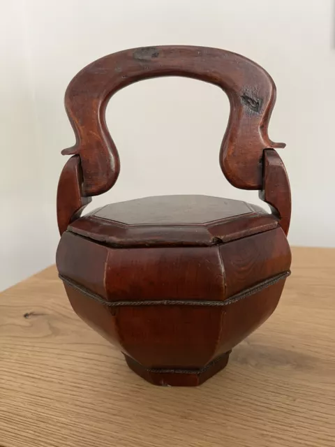 Vintage Antique Chinese Rosewood Hand Carved Wedding Basket Excellent Condition