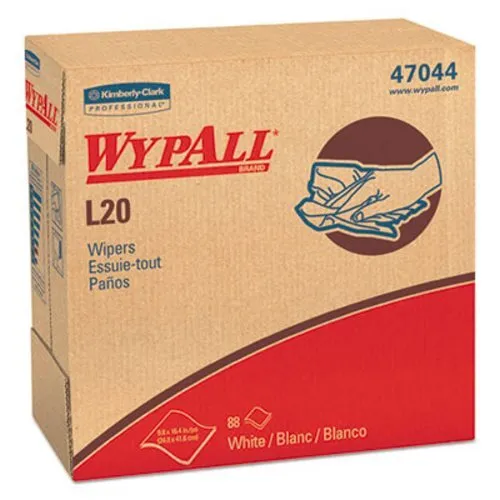 Wypall L20 Towels, POP-UP Box, 4-Ply, 9 1/10 x 16 4/5, White, 88/Box, 10/Carton