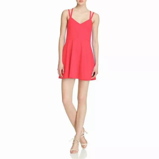 French Connection Womens 10 Dress Fit & Flare Double Strap Above Knee Pink NWT