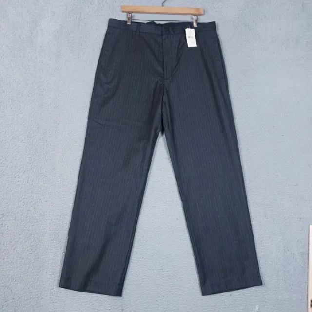 BANANA REPUBLIC DRESS Pants Men 38/32 Black Gavin 100% Wool Striped ...
