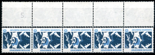 SWK 10 Pf Mischpapier mit wenig Melierfasern Rollenende 5er Streifen, MiNr 1347y